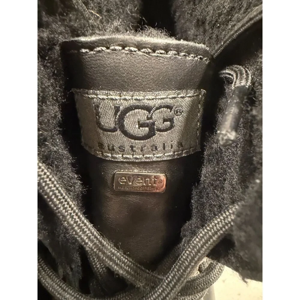 UGG Australia Waterproof Black Leather Winter Snow Boots Vibram Sole